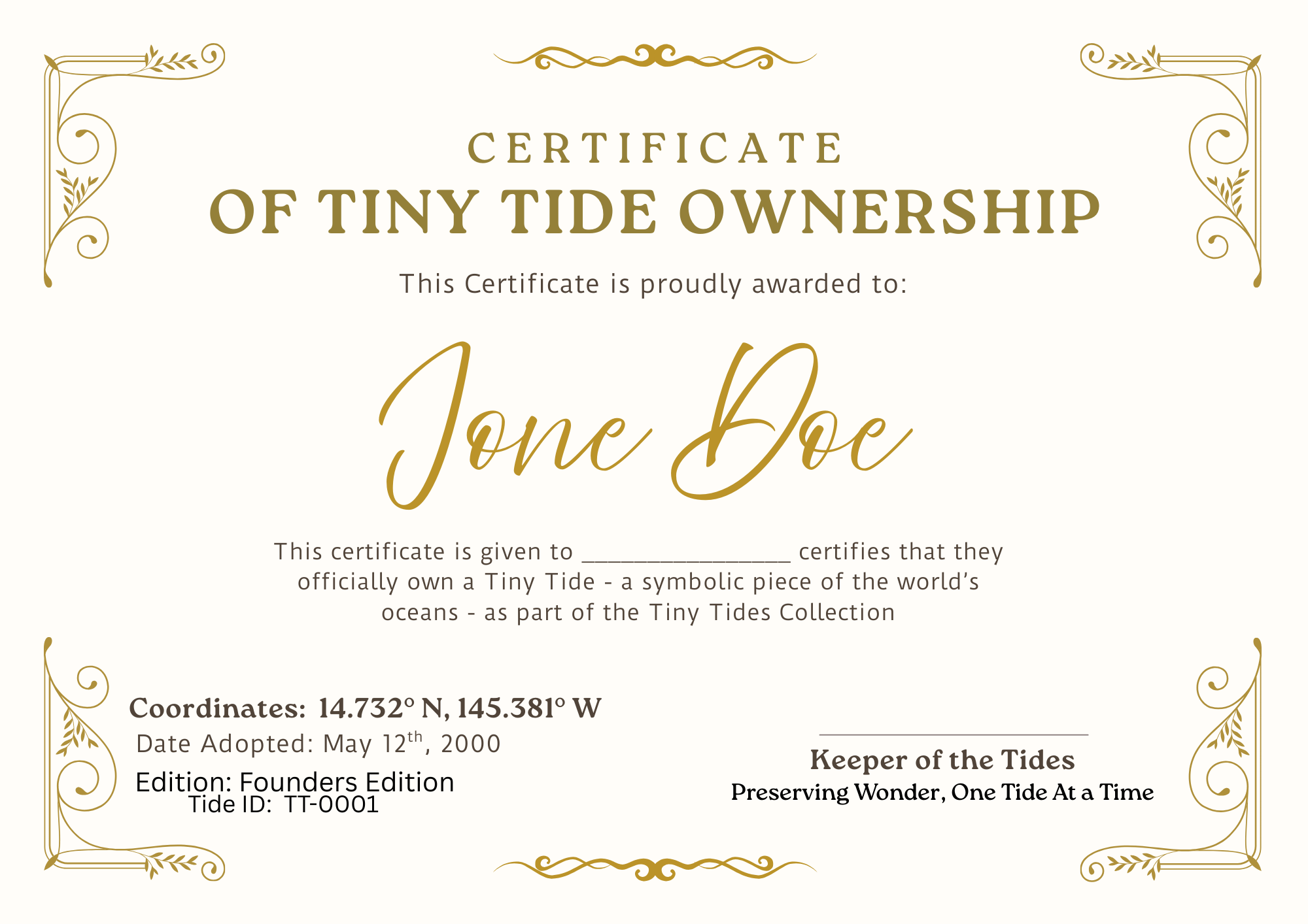 Tiny Tides Digital Certificate